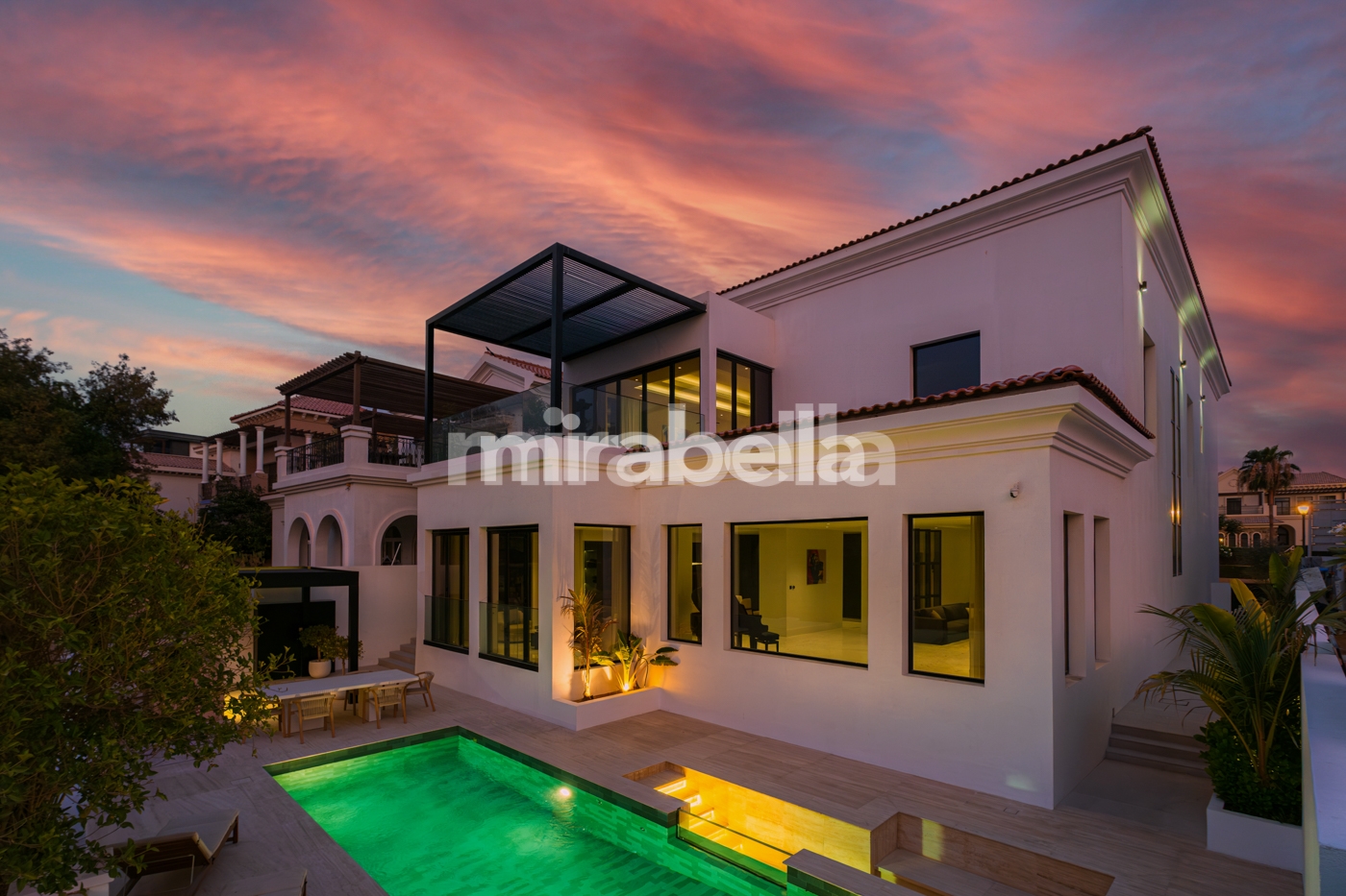 Luxury villa at sunset